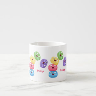 Tasse Expresso Illustration de caricature de macarons marrant mig