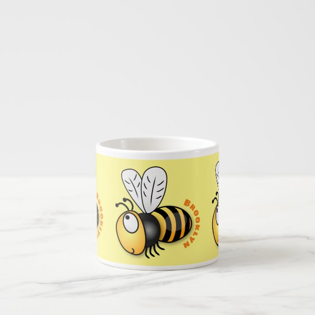 Tasse Expresso Illustration de dessin animé d'abeilles joyeux (Devant)