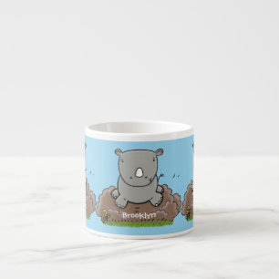 Tasse Expresso Illustration de dessin animé de bébé rhinocéros mi