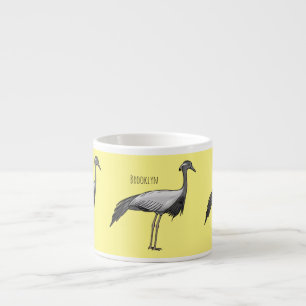 Tasse Expresso illustration de dessin animé d'oiseau grue demoise