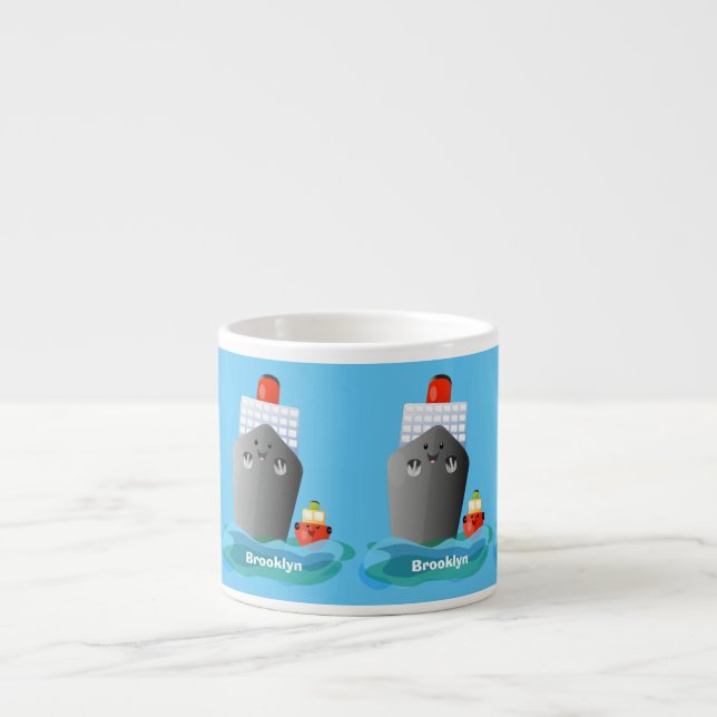 Tasse Expresso Illustration de la caricature de remorqueur de paq (Devant)