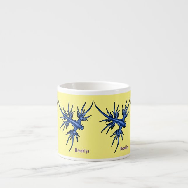 Tasse Expresso Illustration de la limace de mer dragon bleu (Devant)