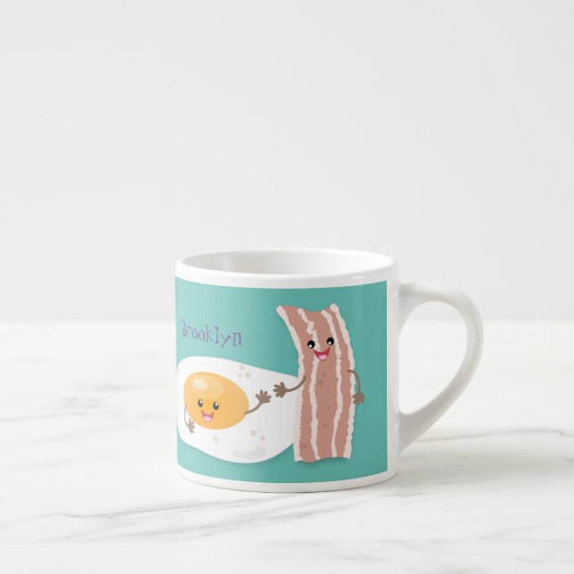 Tasse Expresso Illustration de l'oeuf de Cute kawaii et du bacon (Droite)
