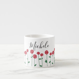 Tasse Expresso illustration de nom de bourgeon à tige longue Rose