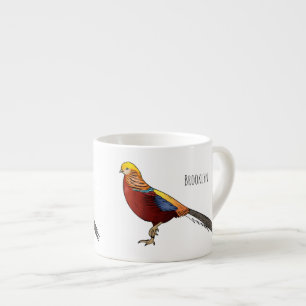 Tasse Expresso Illustration d'oiseau de faisan doré