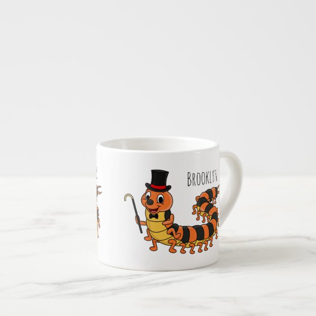 Tasse Expresso Illustration drôle de dessin animé centipede (Devant droit)