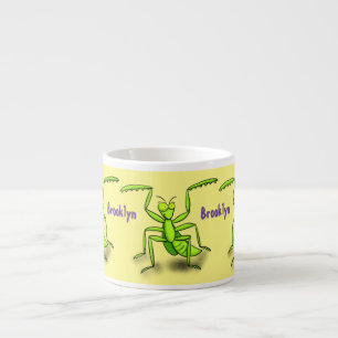 Tasse Expresso Illustration drôle de mante verte en prière