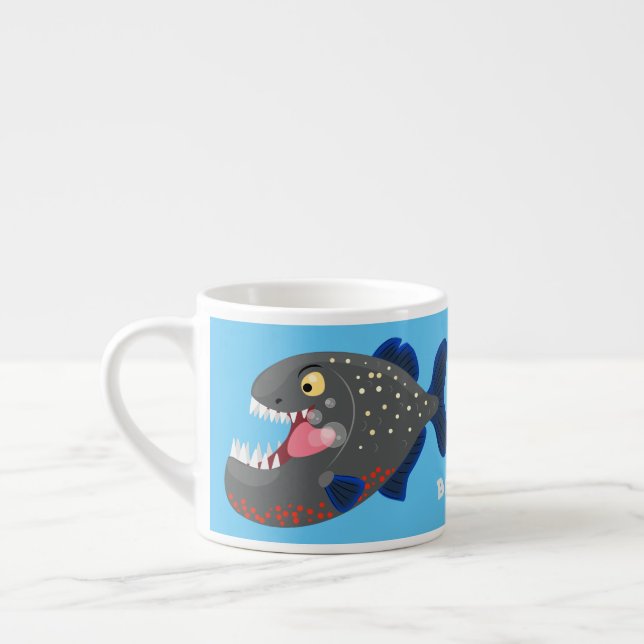Tasse Expresso Illustration drôle de piranha affamée (Gauche)