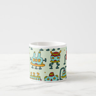 Tasse Expresso Illustration du Motif Vintage des Aliens robots