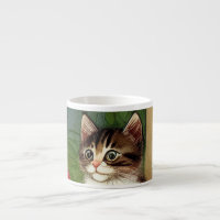 Illustration vintage de chat avec fleurs de printe