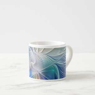 Tasse Expresso Imaginaire Floral, Fleur Fractale Abstraite coloré