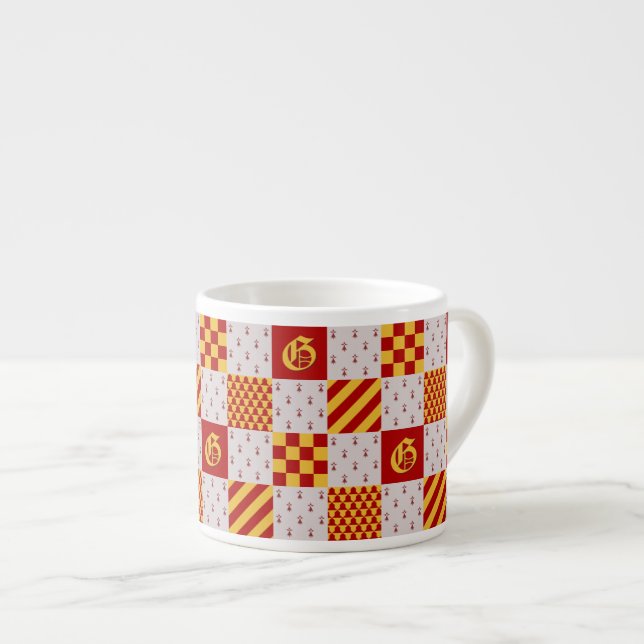 Tasse Expresso Imaginaire magique médiéval rouge jaune héraldique (Devant droit)