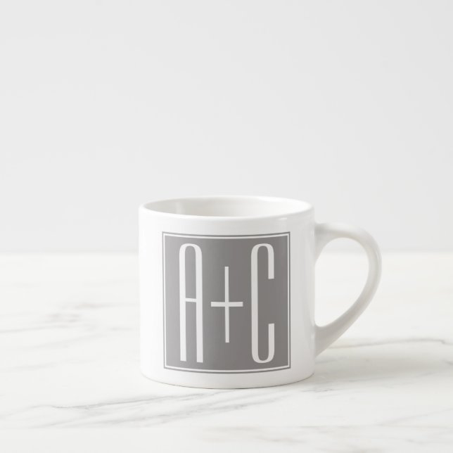 Tasse Expresso Initails ou Other Text | White & Grey (Droite)