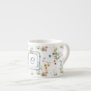 Tasse Expresso Initiale, aquarelle floral Art 1600 6oz