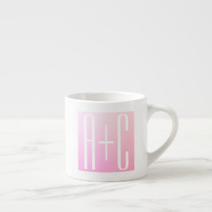 Tasse Expresso Initiales de couple   Gradation rose subtile