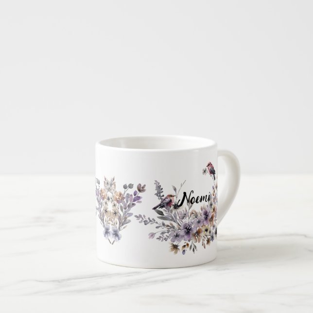 Tasse Expresso Inséparables et fleurs * Pajaritos y flores (Devant droit)