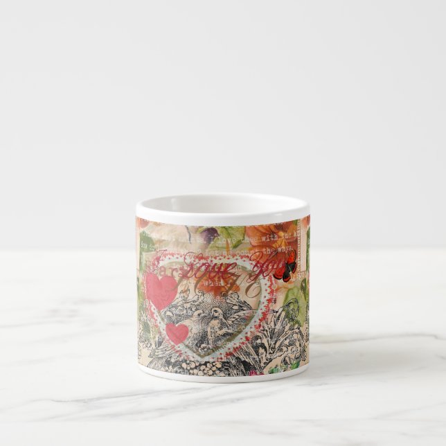 Tasse Expresso Inséparables Heart Red Art Collage (Devant)