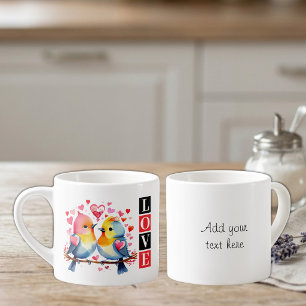 Tasse Expresso Inséparables texte personnalisé rouge
