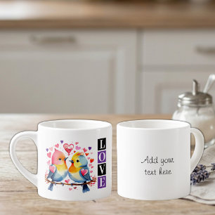 Tasse Expresso Inséparables texte personnalisé violet