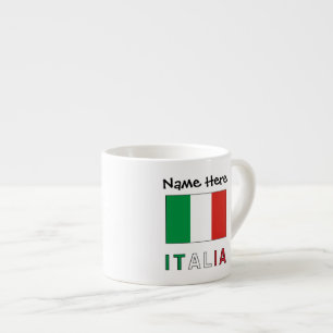 Tasse Expresso Italia et Drapeau Italien avec Votre Nom