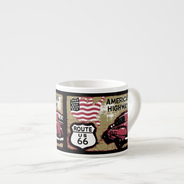 Tasse Expresso Itinéraire vintage USA 66 (Devant droit)