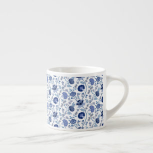 Tasse Expresso Jacobean Floral Rpt Blues Motif blanc