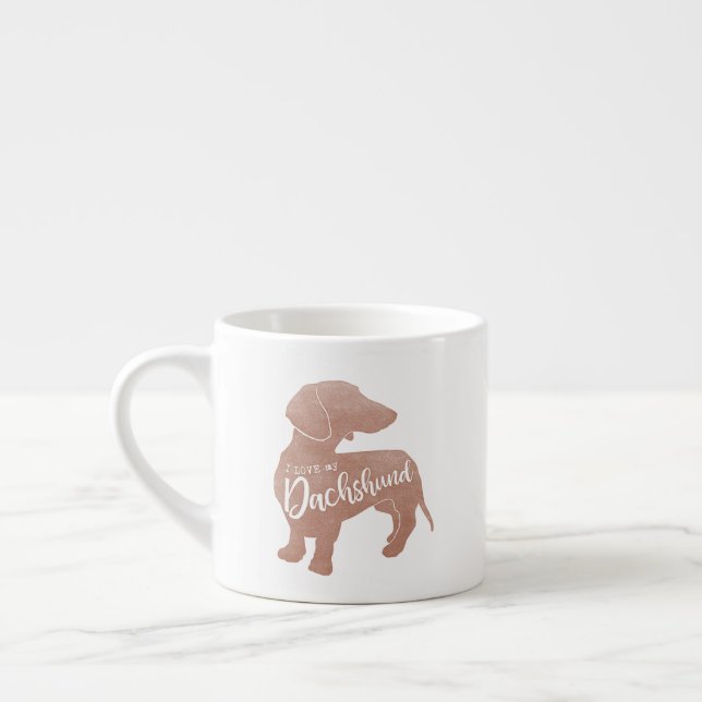 Tasse Expresso J'aime ma saucisse de Doxie Teckel de teckel (Gauche)