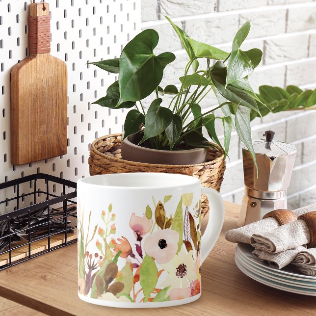 Tasse Expresso Jardin de fleurs aquarelles (Créateur téléchargé)
