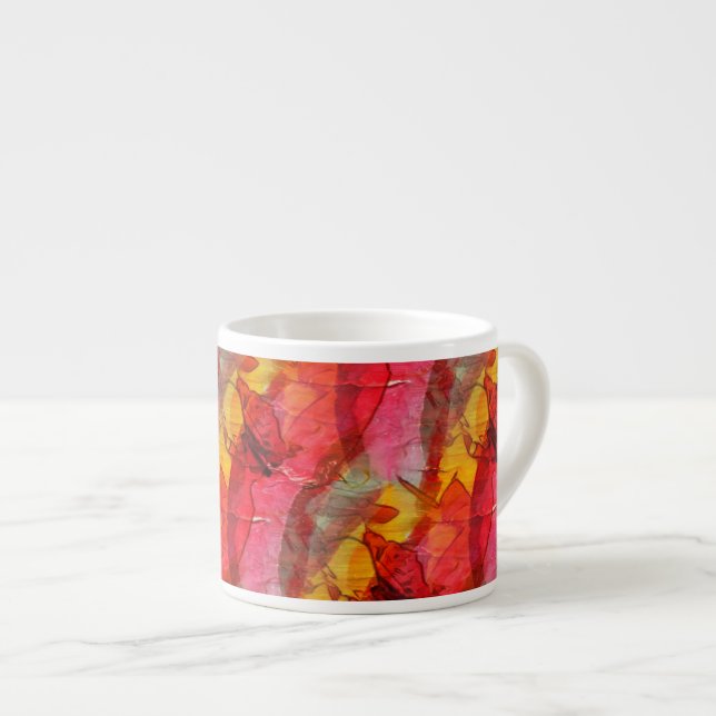 Tasse Expresso Jaune rouge d'art d'aquarelle (Devant droit)