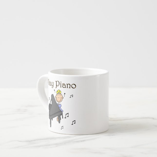 Tasse Expresso Je joue le T-shirts et les cadeaux de piano (Devant gauche)