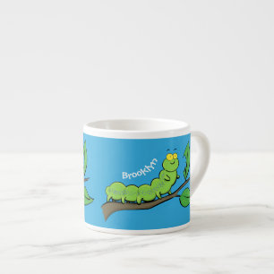 Tasse Expresso Joli dessin animé de chenille verte mignonne