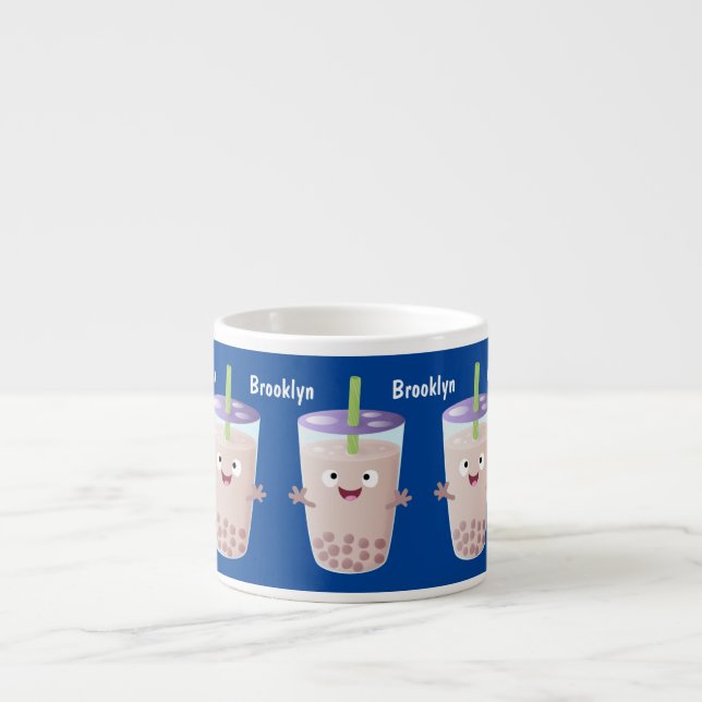 Tasse Expresso Joli personnage de dessin animé boba thé bulle (Devant)