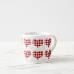 Tasse Expresso Joli Plaid Red Hearts Dotty Motif