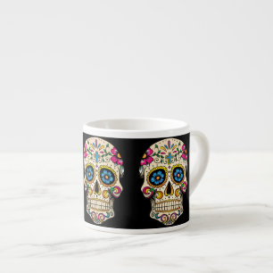 Tasse Expresso Jour du crâne mort de sucre avec la croix