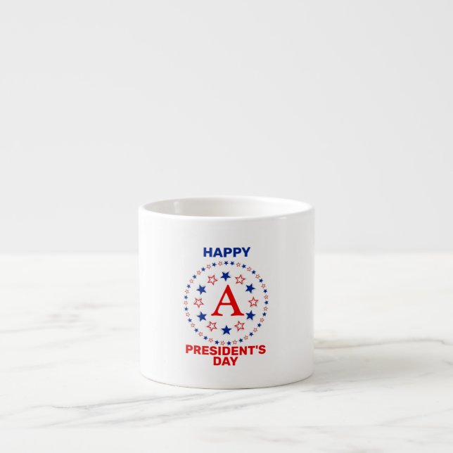 Tasse Expresso Joyeux jour du Président sur mesure monogramme caf (Devant)