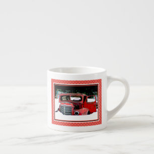 Tasse Expresso Keeshond Noël Vieux Camion Peinture Chien Art