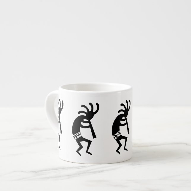 Tasse Expresso Kokopelli Noir Et Blanc Sud-Ouest (Devant gauche)