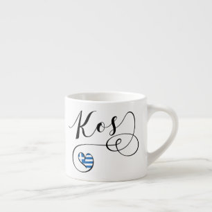Tasse Expresso Kos Coeur Dans Le Drapeau, Grèce, I Love Kos, Cos