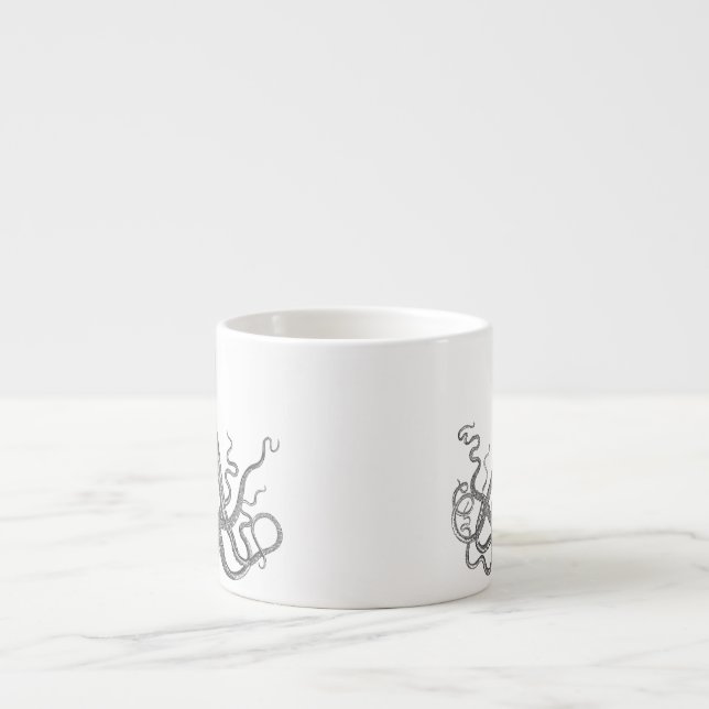 Tasse Expresso Kraken - poulpe géant noir/Cthulu (Devant)
