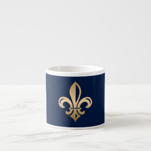 Tasse Expresso La luxueuse Gold Fleur de Lis Navy