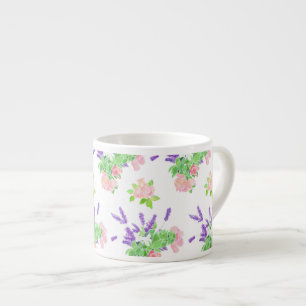 Tasse Expresso Lavande nostalgique, Roses roses, Faux orange
