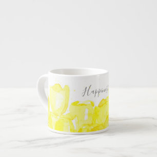 Tasse Expresso Le Bonheur Des Tulipes Jaunes Est Aimé