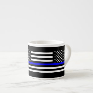 Tasse Expresso Le drapeau américain blanc et noir de la Ligne Ble