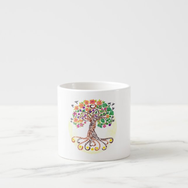 Tasse Expresso le mariage favorise des arbres de mandala de la (Devant)
