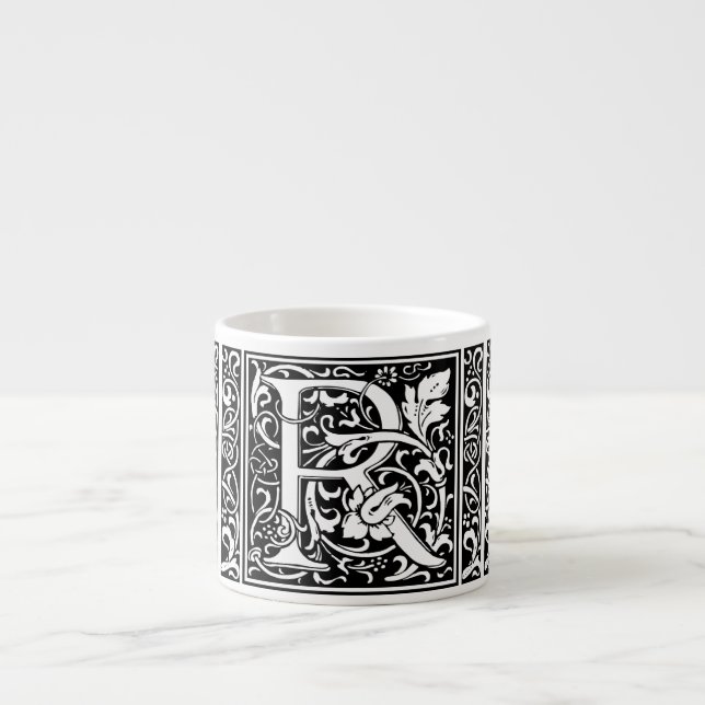 Tasse Expresso Lettre R Monogramme médiéval Art Nouveau (Devant)