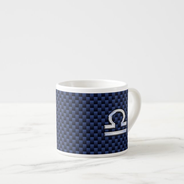 Tasse Expresso Libra Zodiac Connexion en fibre de carbone bleu (Devant droit)