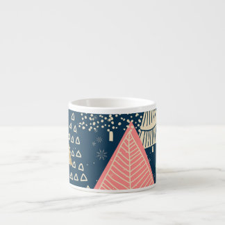 Tasse Expresso L'Illustration Festive Des Arbres De Noël.