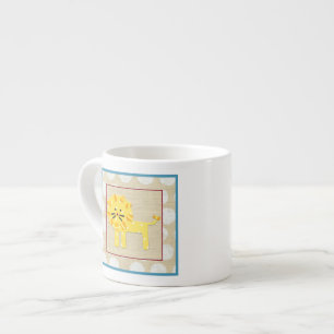 Tasse Expresso Lion jaune avec le pois blanc