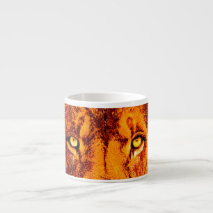 Tasse Expresso Lion orange face avec flammes