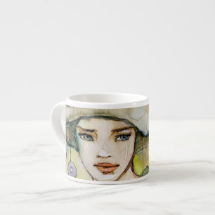 Tasse Expresso llustration d'une belle, sensible fille